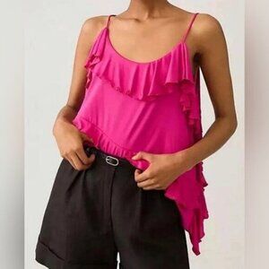 Anthropologie Fuchsia A Symmetrical  Shape Top